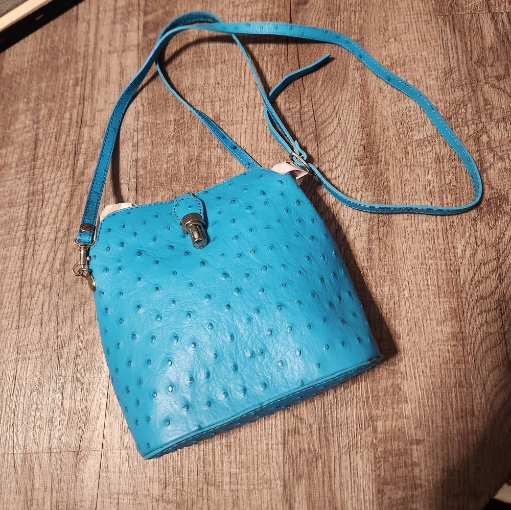 Beautiful ostrich style leather crossbody